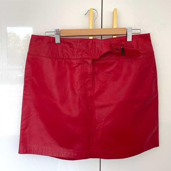 Nine West Dresses & Skirts - 100% genuine leather red mini skirt size 12